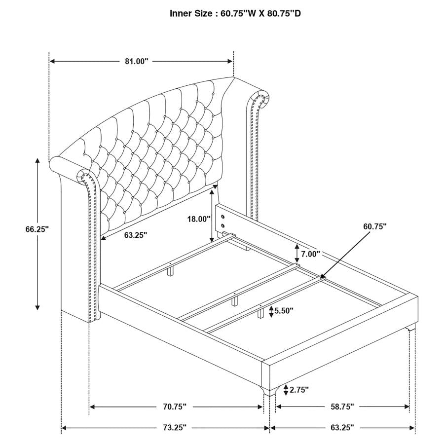 Melody Upholstered Queen Wingback Bed Grey 223381Q