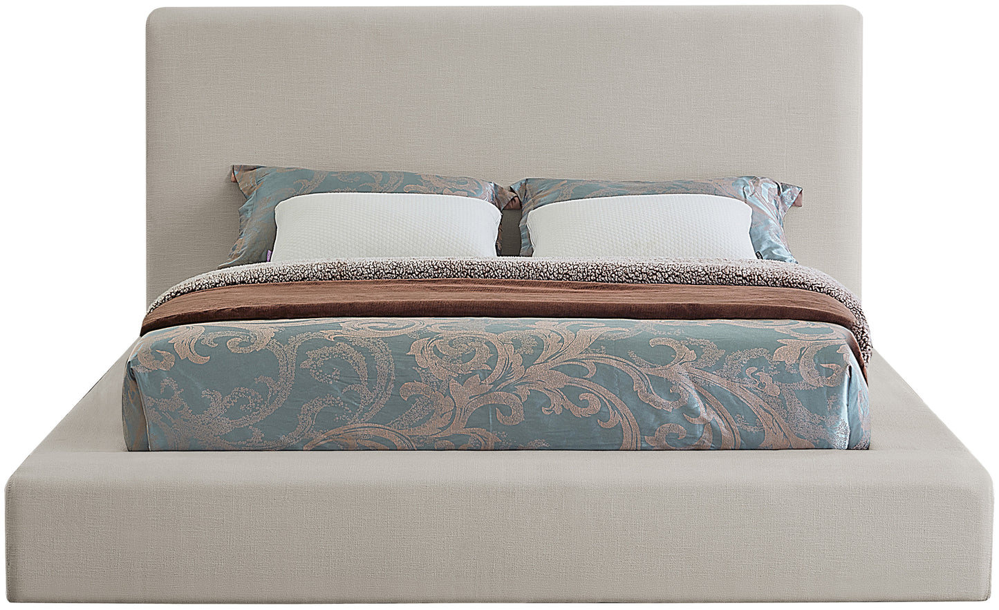 Cama de tela texturizada Devin Linen SKU: DevinBeige-F