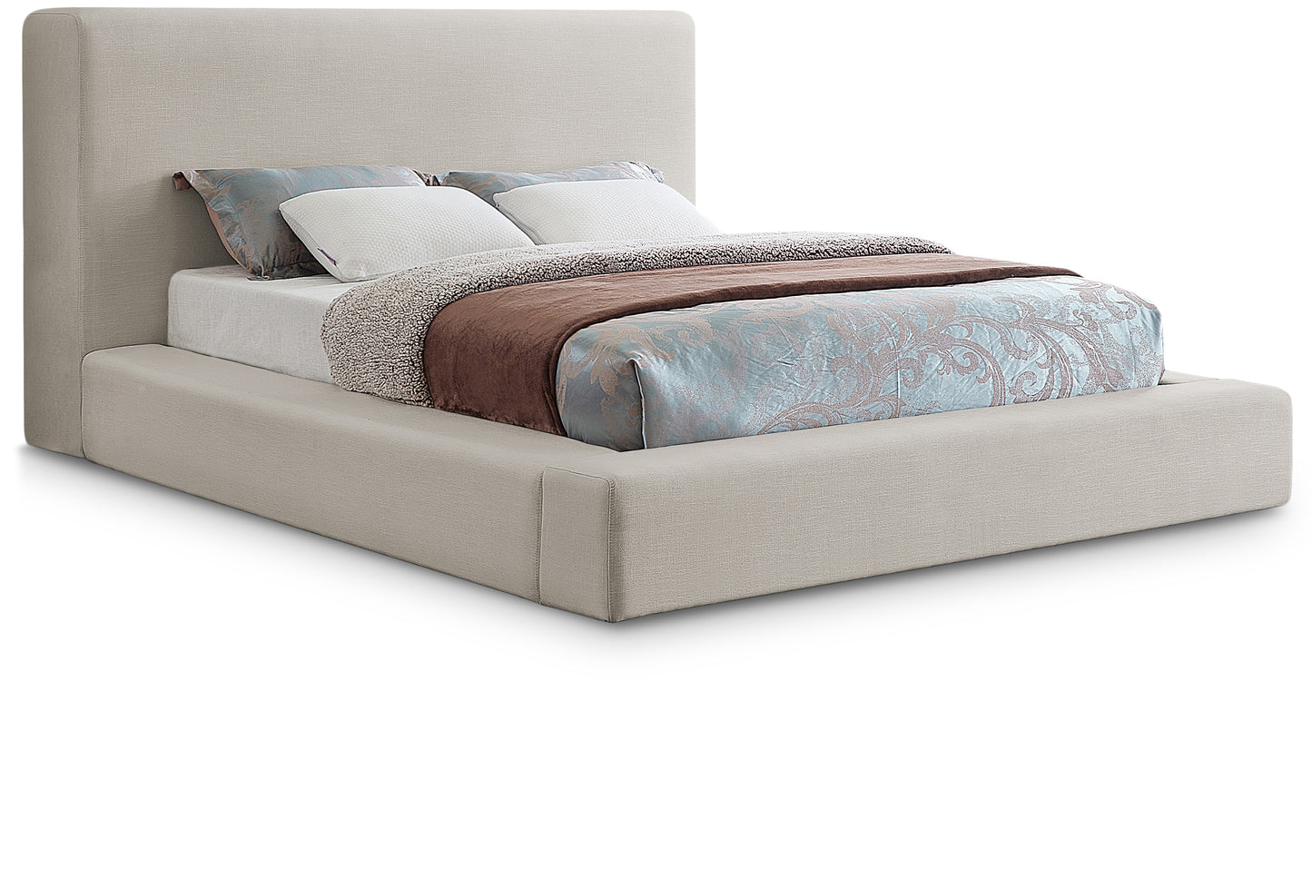 Cama de tela texturizada Devin Linen SKU: DevinBeige-F