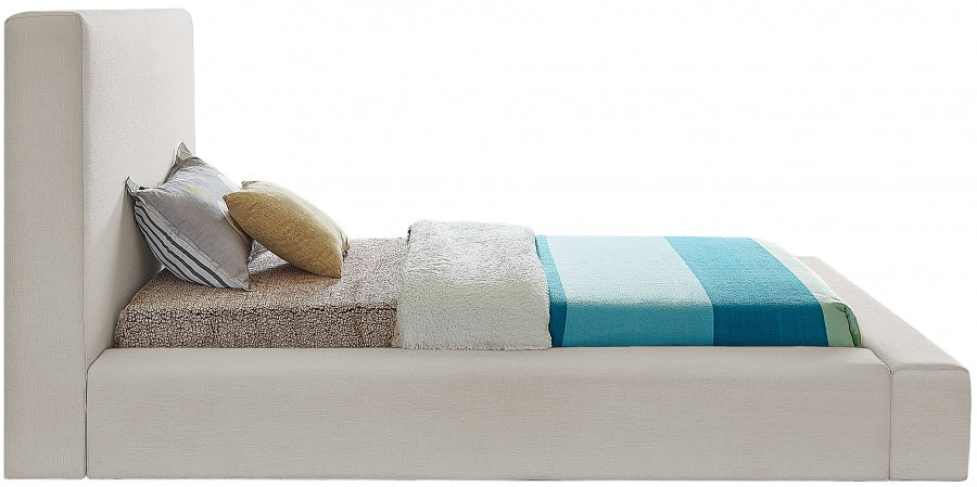 Devin Linen Textured Fabric Bed SKU: DevinBeige-T