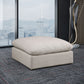 Comfy Linen Textured Fabric Ottoman SKU: 187Cream-Ott