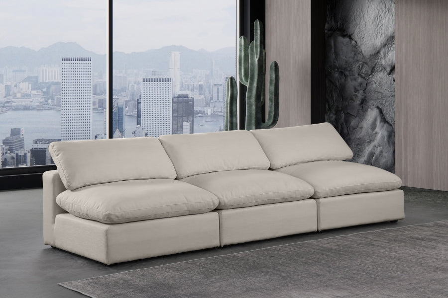 Comfy Linen Textured Fabric Sofa SKU: 187Cream-S117