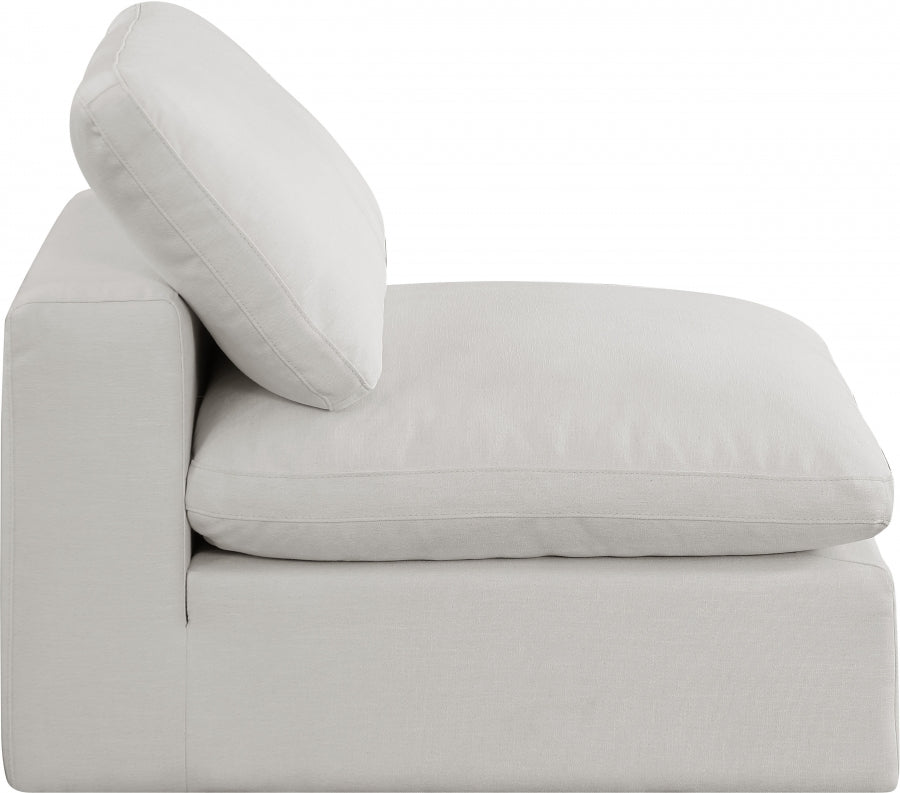 Comfy Linen Textured Fabric Armless Chair SKU: 187Cream-Armless