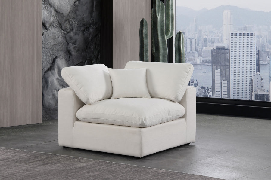 Cómoda silla de esquina de tela texturizada de lino SKU: 187White-Corner