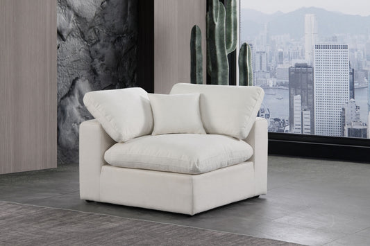 Comfy Linen Textured Fabric Corner Chair SKU: 187White-Corner