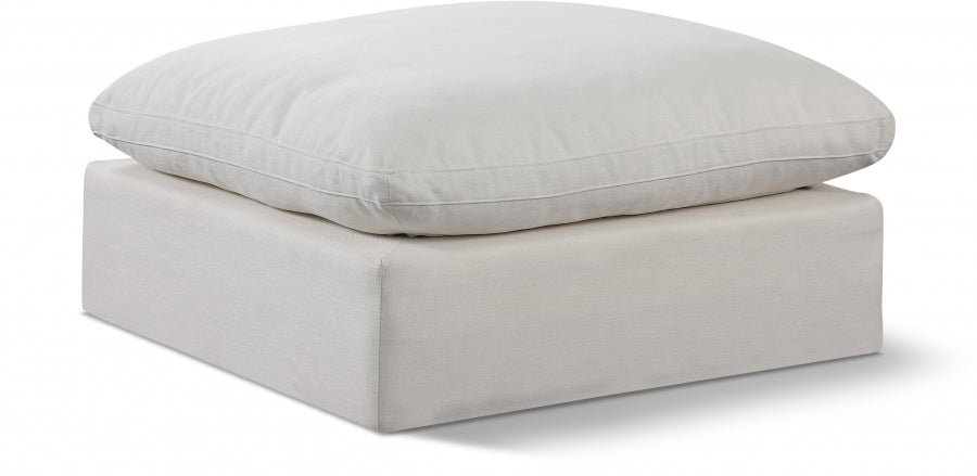 Comfy Linen Textured Fabric Ottoman SKU: 187Cream-Ott