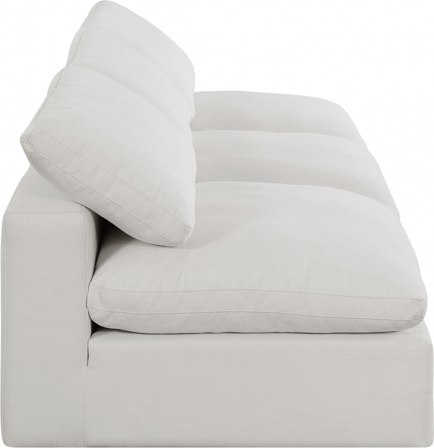 Comfy Linen Textured Fabric Sofa SKU: 187Cream-S117