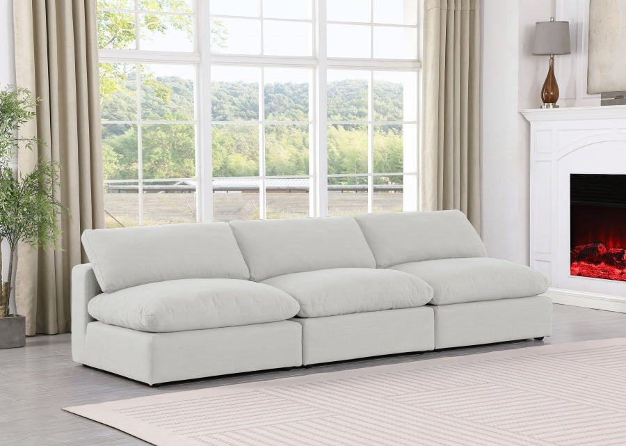 Comfy Linen Textured Fabric Sofa SKU: 187Cream-S117