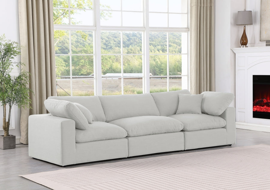 Comfy Linen Textured Fabric Sofa SKU: 187Cream-S119