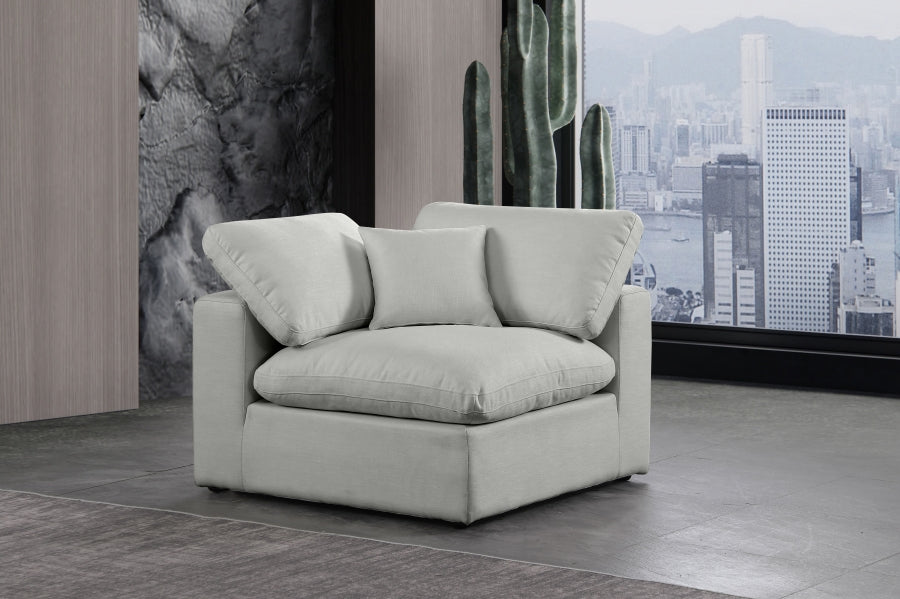 Cómoda silla de esquina de tela texturizada de lino SKU: 187White-Corner