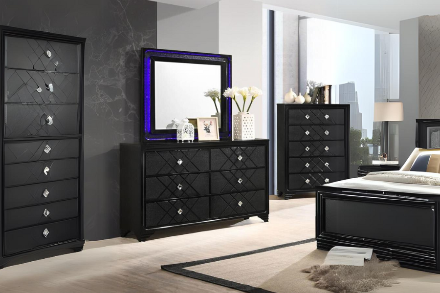 Penelope 6-drawer Dresser with Mirror Midnight Star 223573M