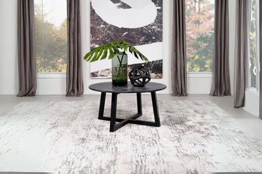 Skylark Round Marble-like SmartTop Coffee Table Black 707848