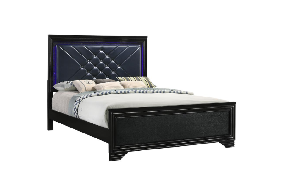 Juego de dormitorio Penélope de 5 piezas con cama tamaño king en color Midnight Star 223571KE-S5 