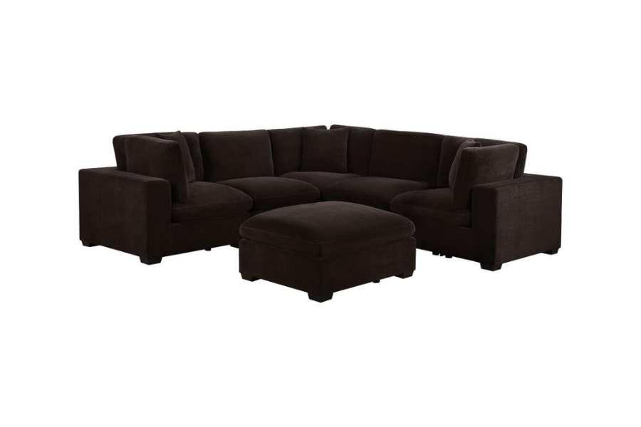 Lakeview 5-piece Upholstered Modular Sectional Chocolate 551464-SETB