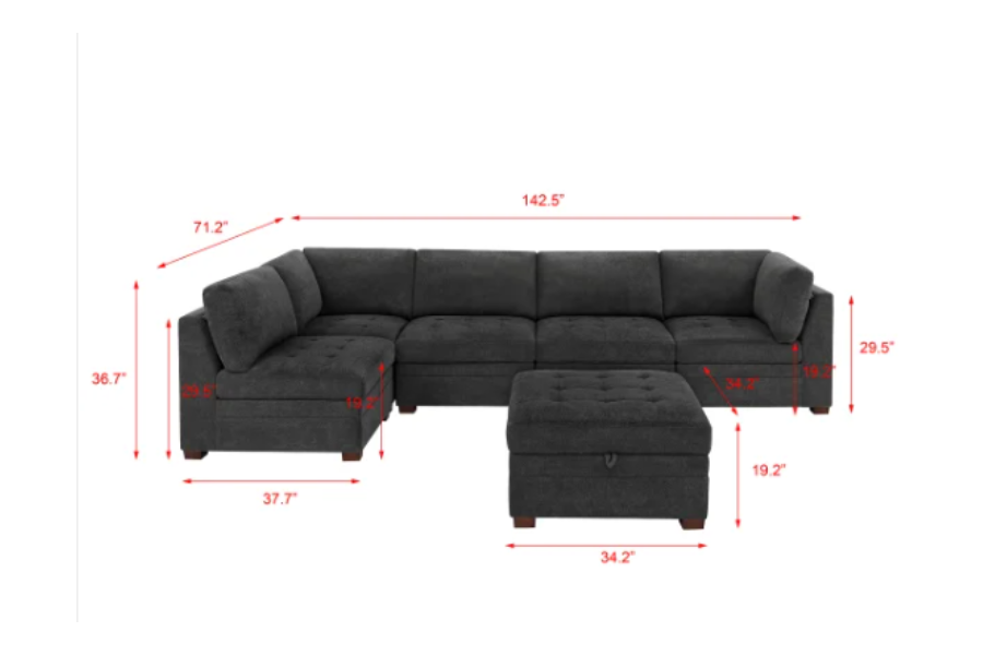 Thomasville Tisdale Modular Sectional 5-piece Boucle with Storage Ottoman Floor Model