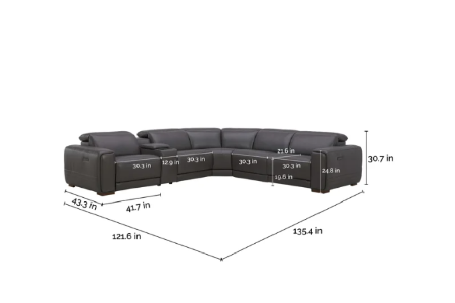 Karson Leather Power Reclining Sectional with Power Headrests