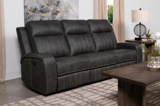 Raelynn Upholstered Track Arm Motion Sofa Grey	 603191