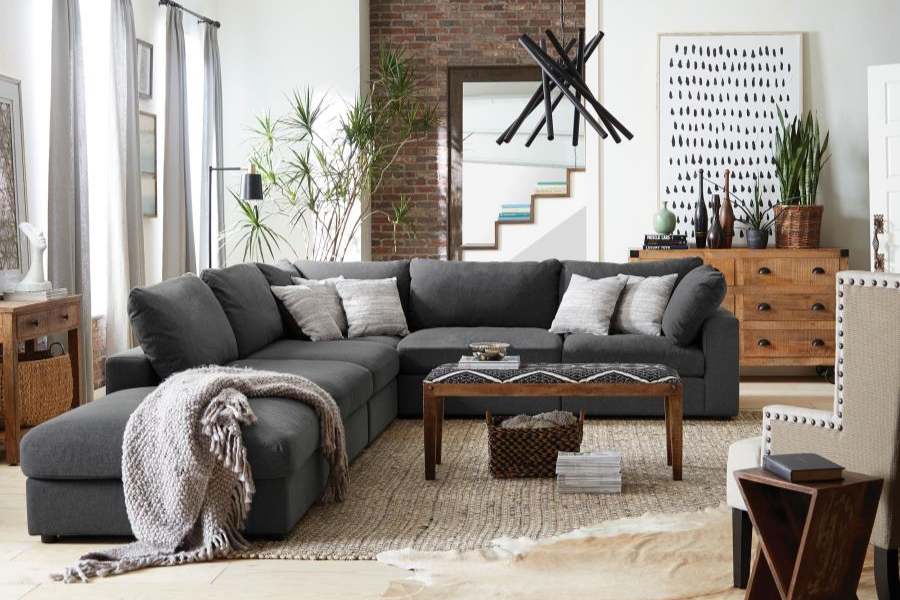 Serene 6-piece Upholstered Modular Sectional Sofa Charcoal 551324-SET