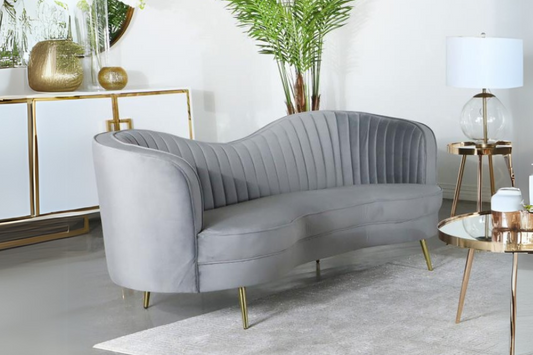 Sophia Upholstered Channel Tufted Sofa Grey 506864