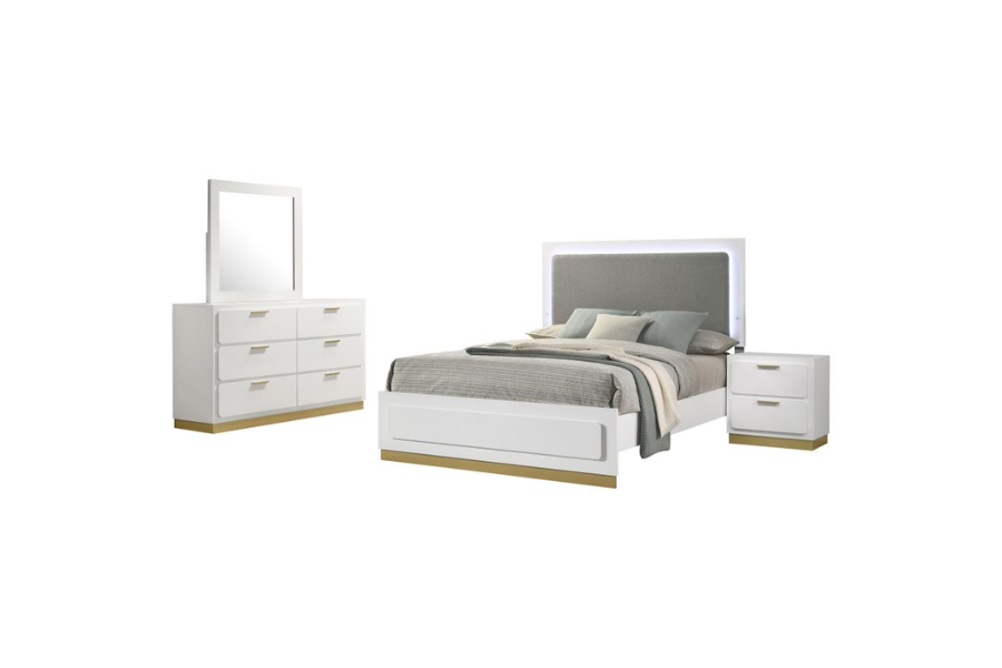 Juego de dormitorio Queen de 5 piezas Caraway blanco 224771KE-S5 