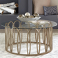 Monett Round Glass Top Coffee Table Chocolate Chrome 708058 Comming Soon