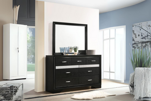 Miranda 7-drawer Dresser with Mirror Black 206363M