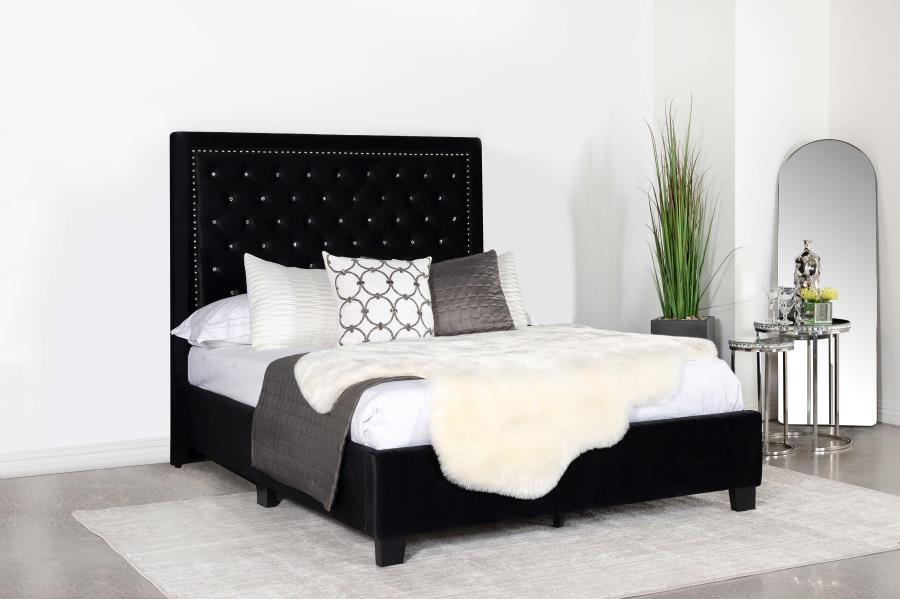 Hailey Upholstered Queen Panel Bed Black 315925Q