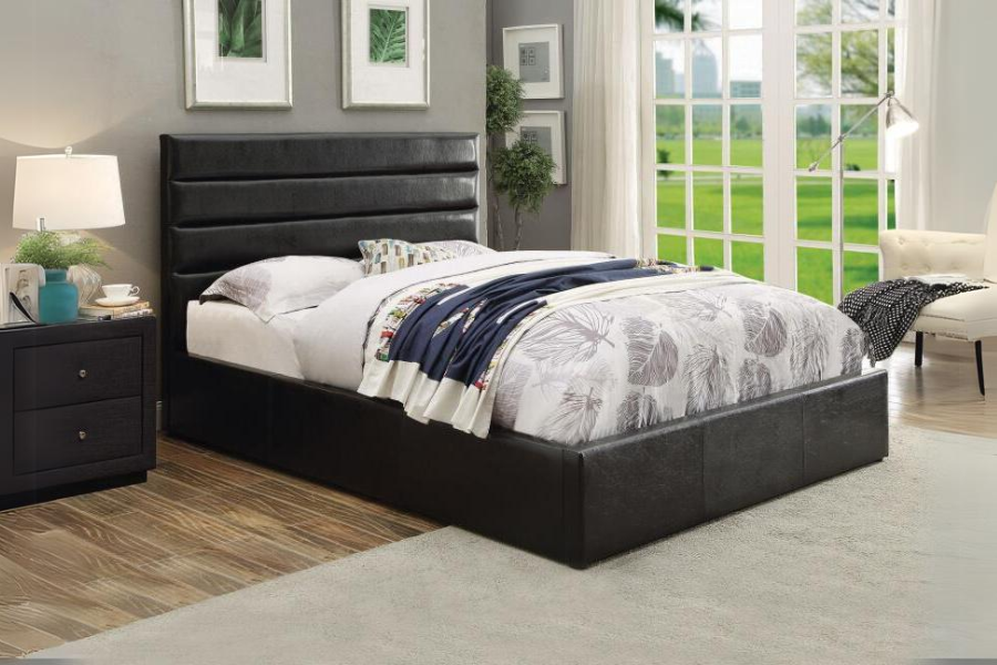 Riverbend Upholstered Queen Storage Panel Bed Black 300469Q