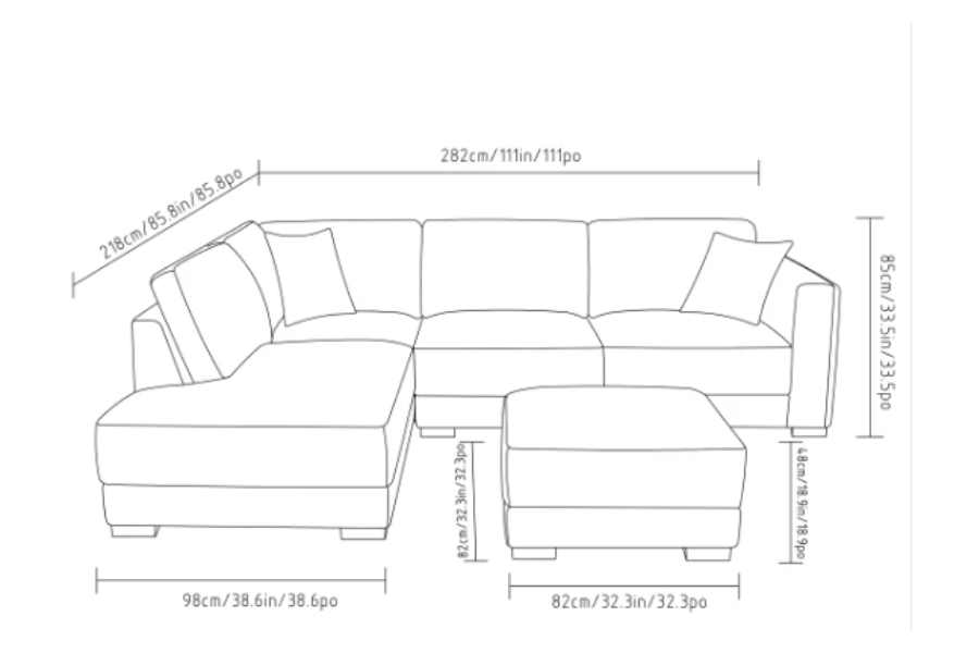 Drayden Fabric Sectional with Ottoman Floor Model