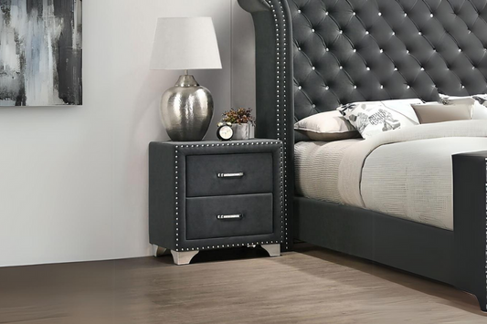 Melody Upholstered 2-drawer Nightstand Grey 223382 Comming Soon