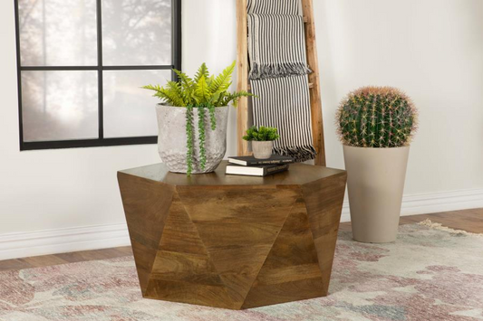 Zalika Hexagonal Solid Mango Wood Coffee Table Natural 724188 Comming Soon