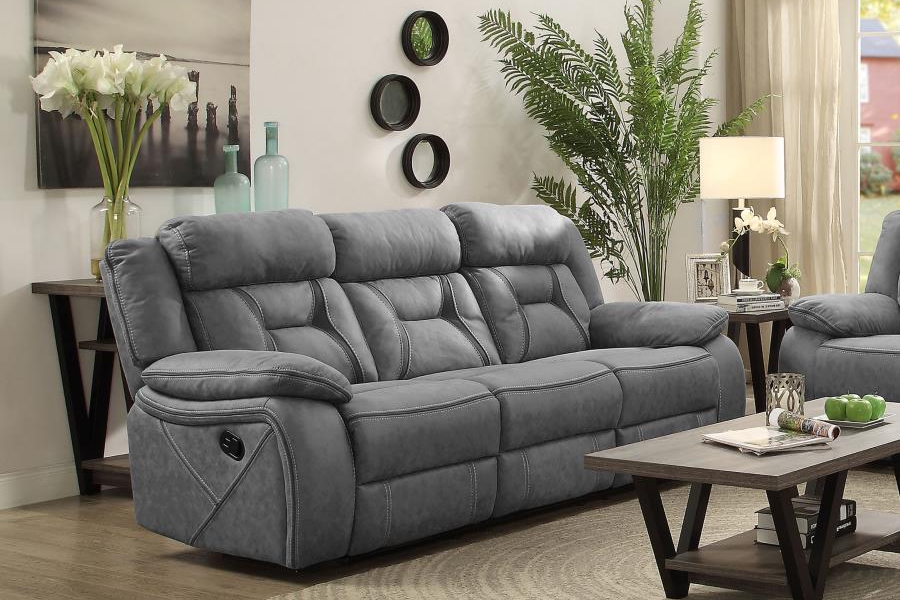 Higgins Upholstered Motion Reclining Sofa Grey 602261