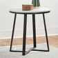 Hugo Round Faux Marble End Table White and Matte Black 723237