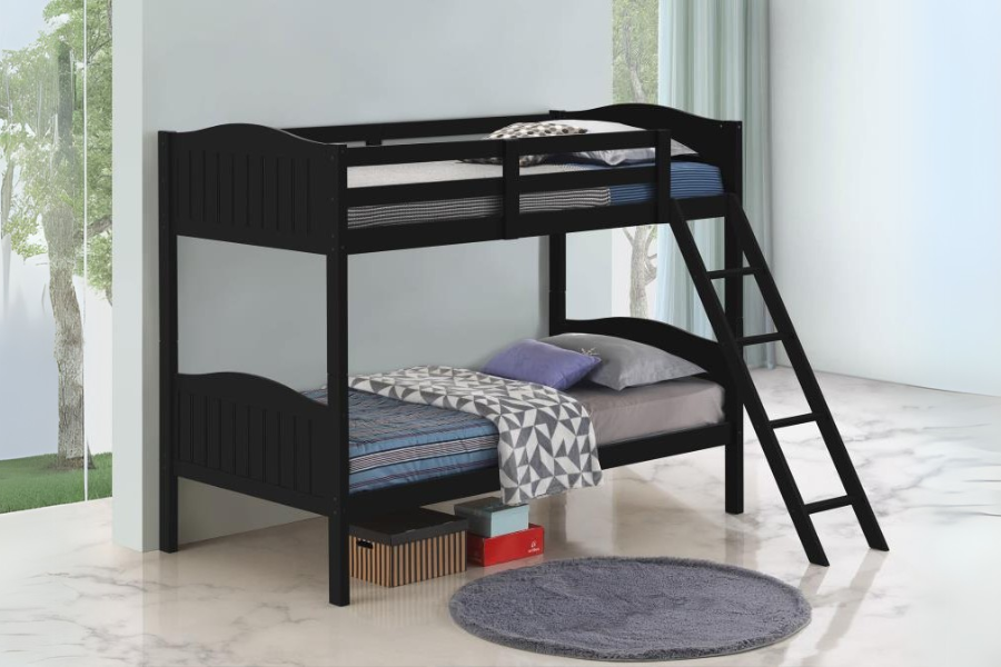 Arlo Wood Twin Over Twin Bunk Bed Black 405053BLK