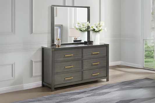 Kieran 6-drawer Dresser with Mirror Grey 224743M