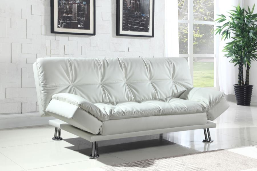 Dilleston Upholstered Tufted Convertible Sofa Bed White 300291