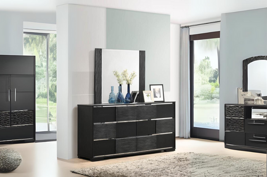 Blacktoft 6-drawer Dresser with Mirror Black 207103M