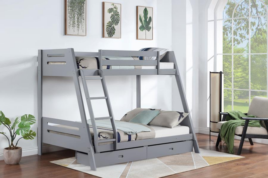 Trisha 2-drawer Wood Twin Over Full Bunk Bed Grey 460562TF