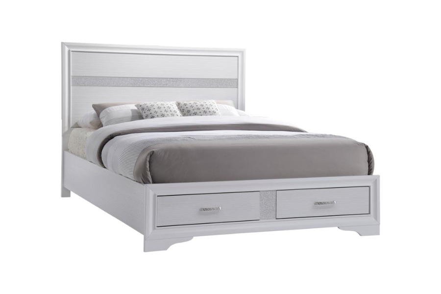 Juego de dormitorio de 4 piezas Miranda Eastern King en color blanco 205111KE-S4 