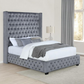 Cama tapizada con respaldo de alas estilo Eastern King de Rocori, color gris 306075KE 