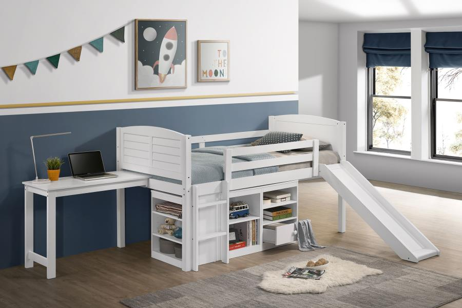 Millie Twin Workstation Loft Bed White 400330T