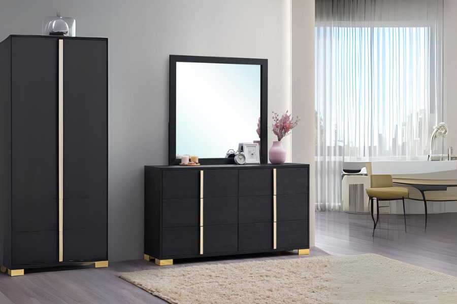 Marceline 6-drawer Dresser with Mirror Black 222833M Coming Soon