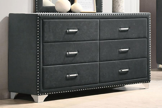 Melody 6-drawer Upholstered Dresser Grey 223383 Comming Soon