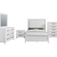 Juego de dormitorio Marielle de 4 piezas con cama tamaño king en color blanco desgastado 224841KE-S4 