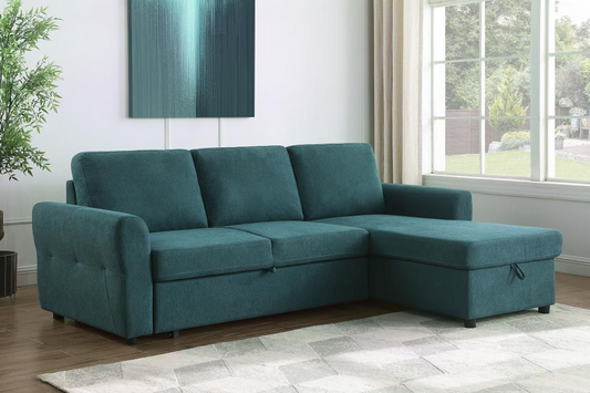 Samantha Upholstered Storage Sleeper Sectional Sofa Teal 511087