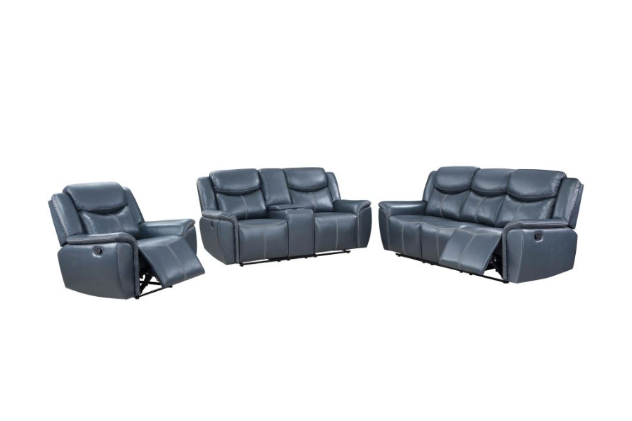 Conjunto de sofá reclinable tapizado de 3 piezas Sloane azul 610271-S3 