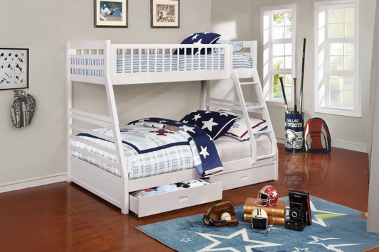 Ashton 2-drawer Wood Twin Over Full Bunk Bed White 460180