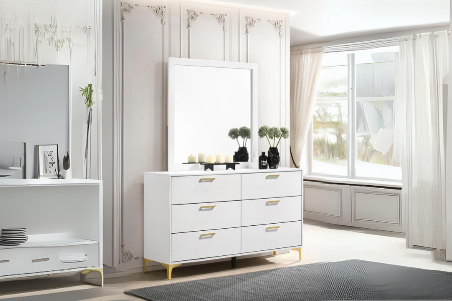 Kendall 6-drawer Dresser with Mirror White 224403M