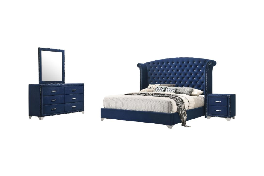 Melody 4-piece Eastern King Bedroom Set Pacific Blue	223371KE-S4