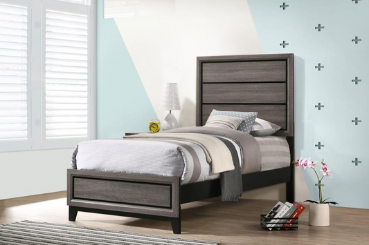 Cama individual con paneles Watson Wood en roble gris 212421T 